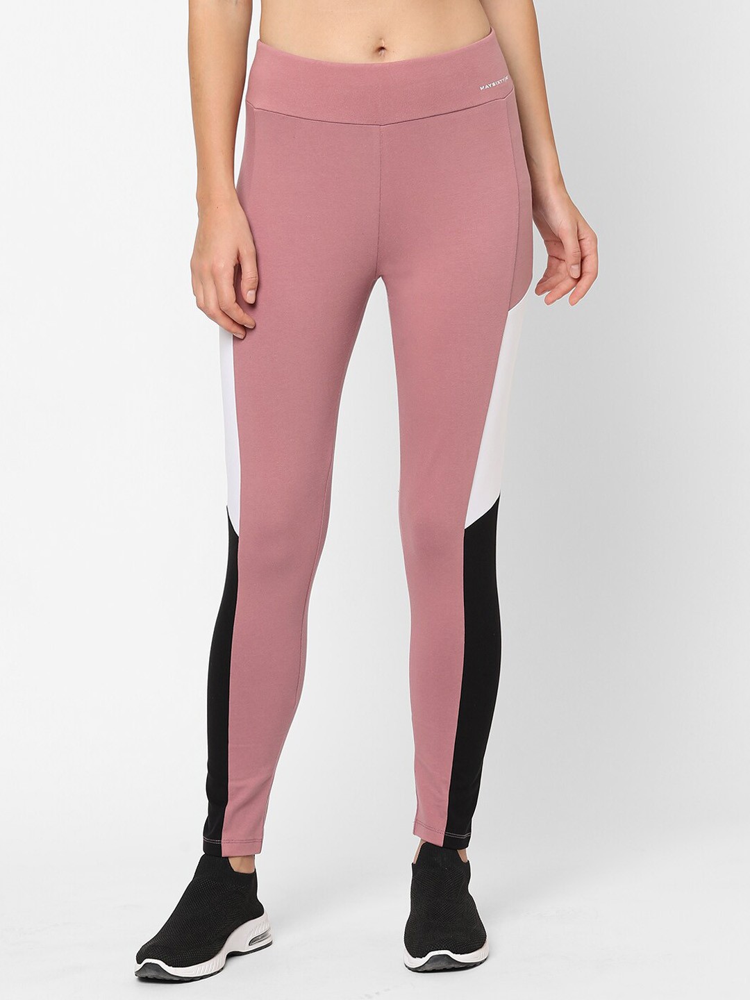 

MAYSIXTY Women Pink Spandex Solid Yoga Tights