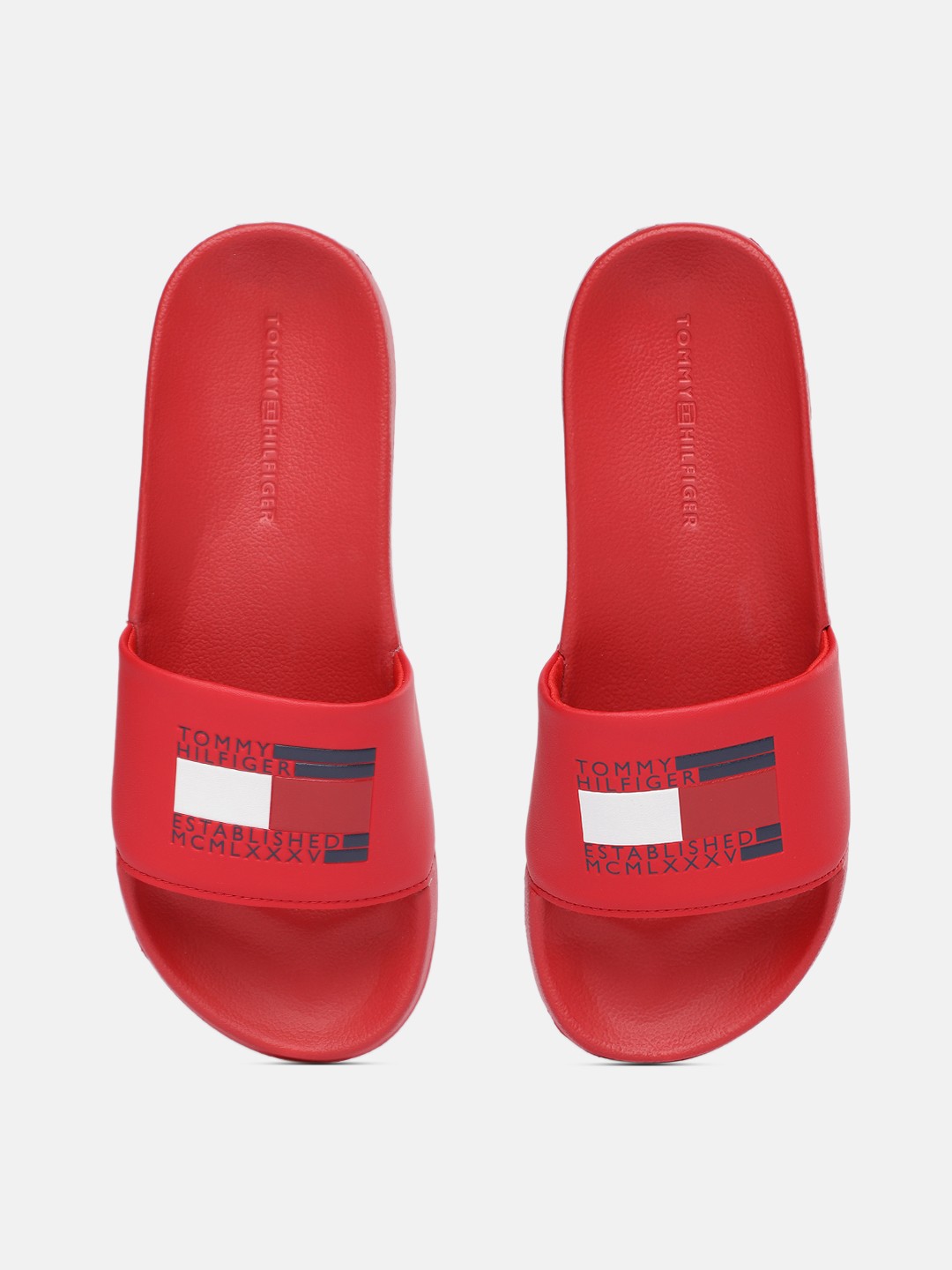 

Tommy Hilfiger Men Red Printed Sliders