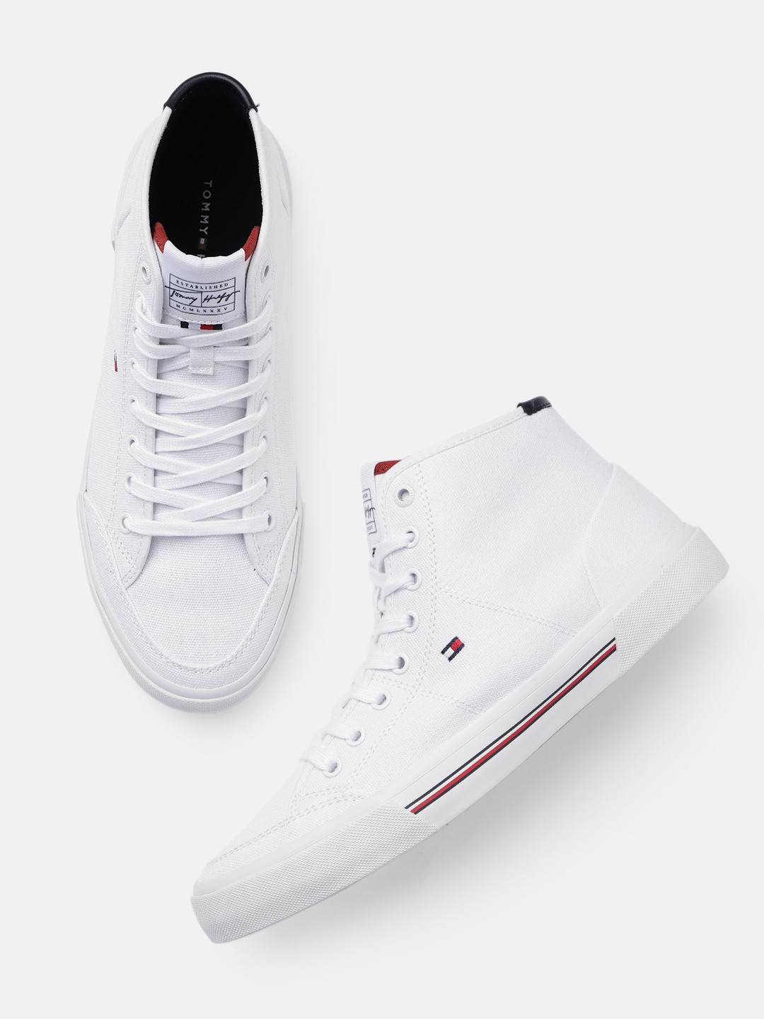 

Tommy Hilfiger Men White Mid-Top Sneakers