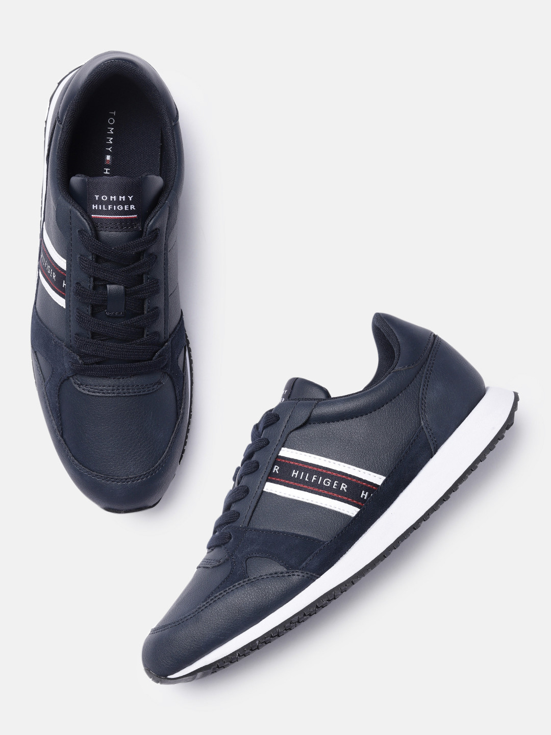 

Tommy Hilfiger Men Navy Blue Leather Sneakers