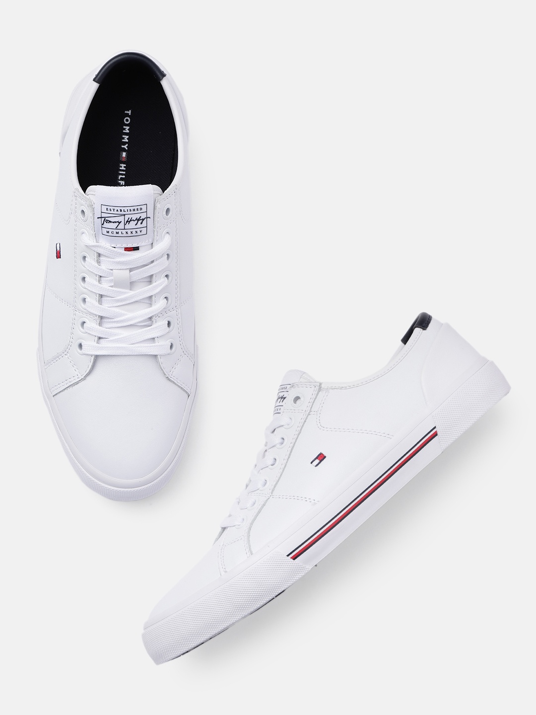 

Tommy Hilfiger Men White Leather Sneakers