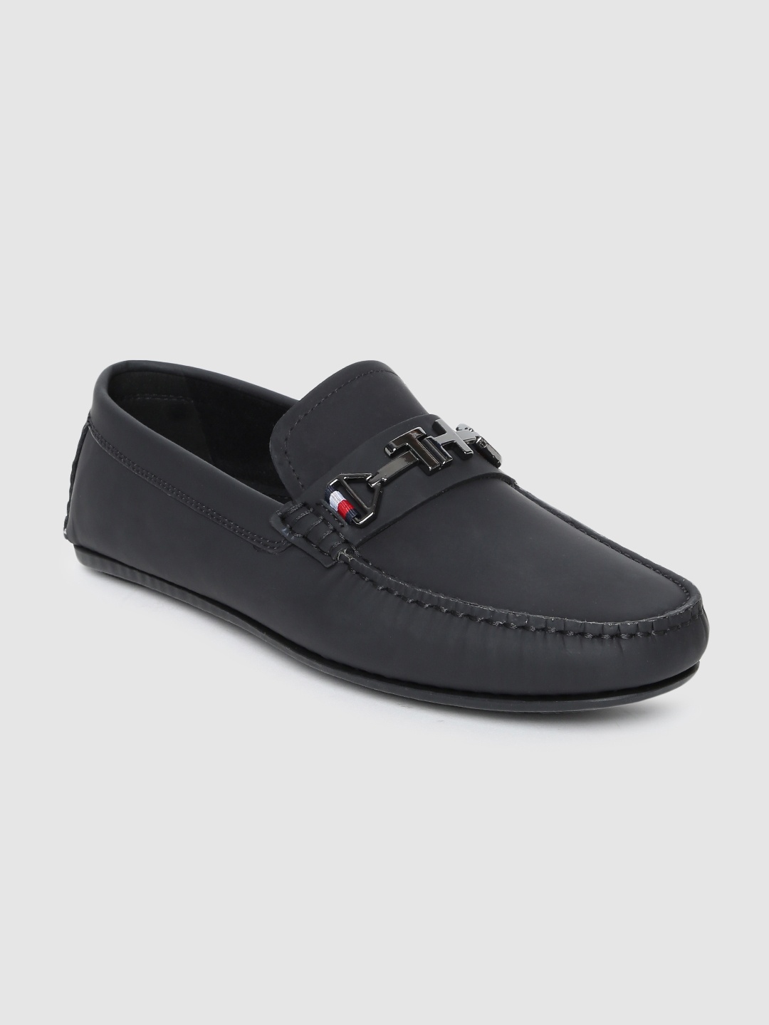 

Tommy Hilfiger Men Black Solid Horsebit Loafers