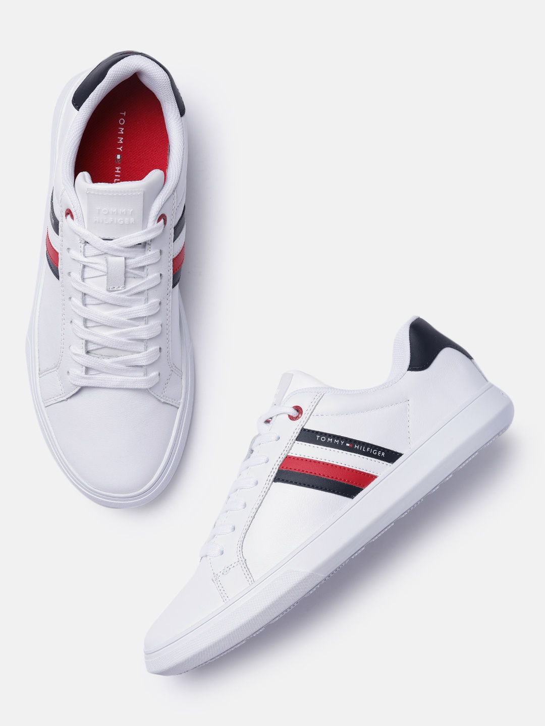 

Tommy Hilfiger Men White Leather Sneakers