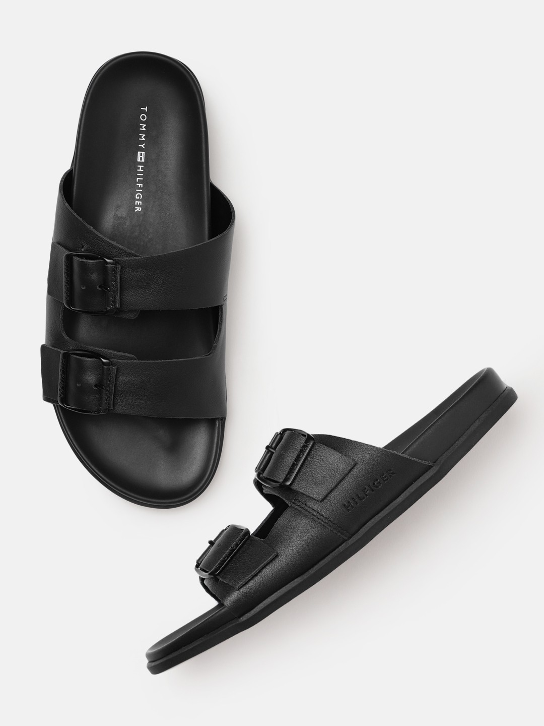 

Tommy Hilfiger Men Black Daily Leather Comfort Sandals