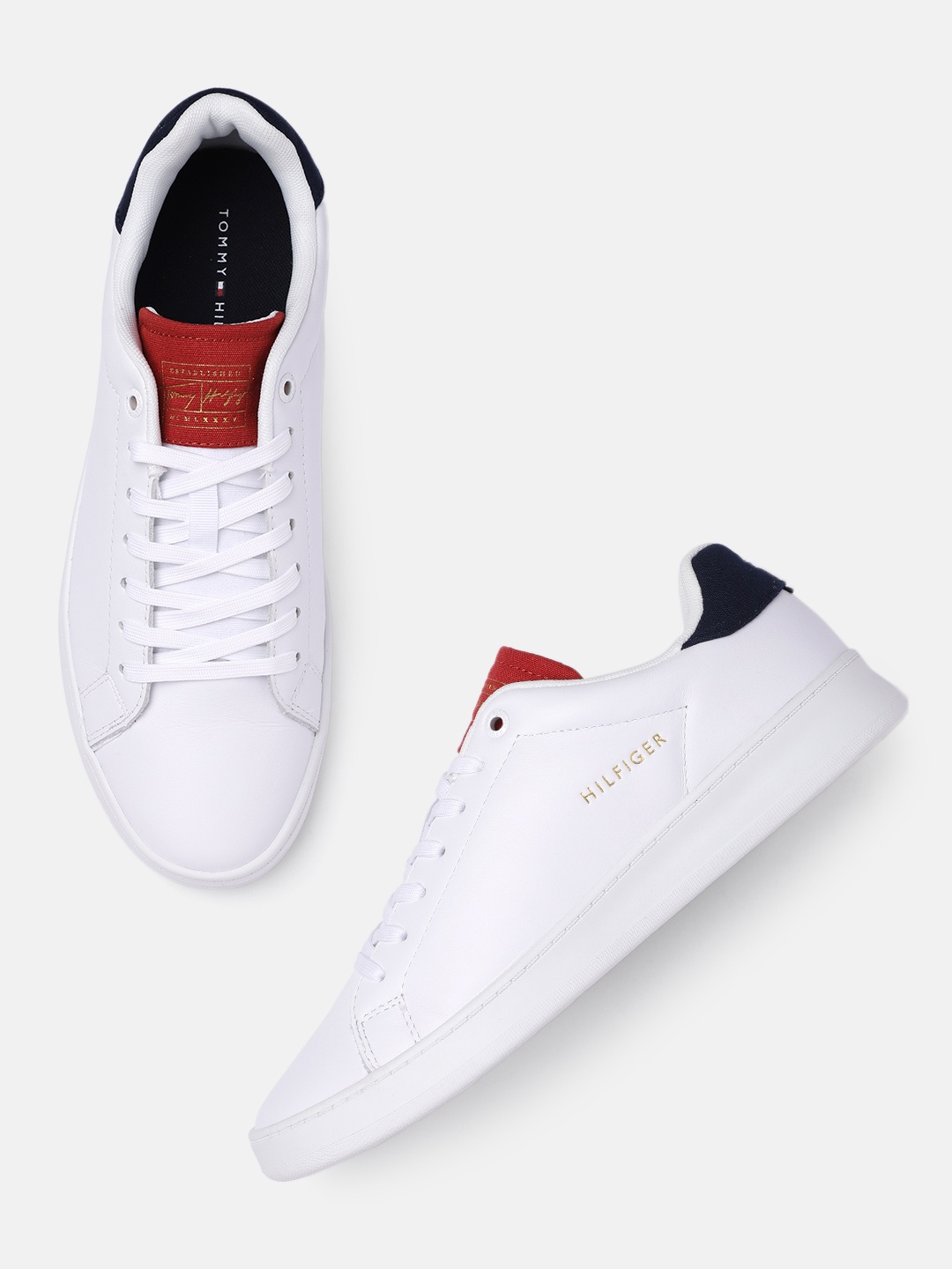 

Tommy Hilfiger Men White Leather Sneakers