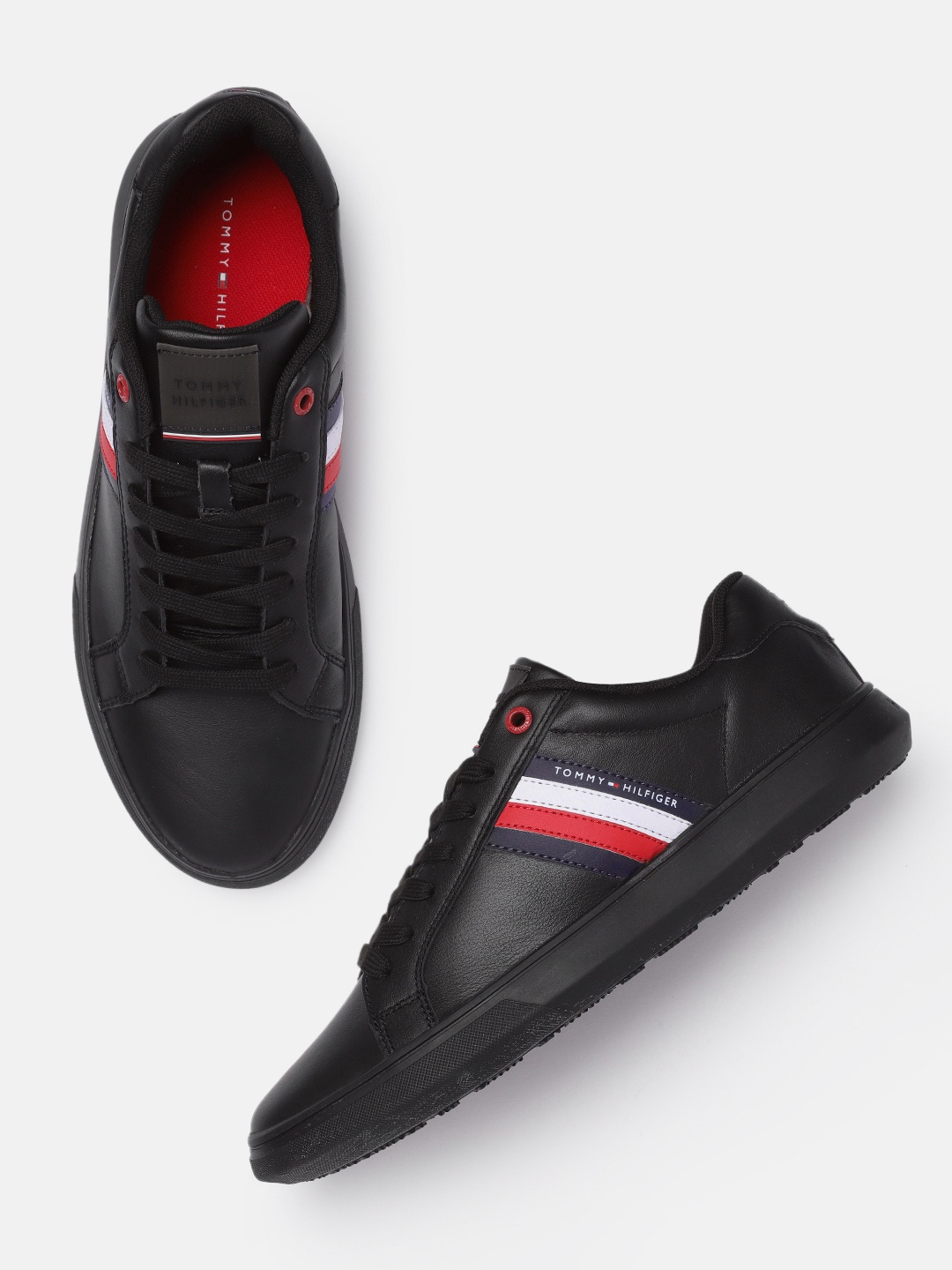 

Tommy Hilfiger Men Black Leather Sneakers