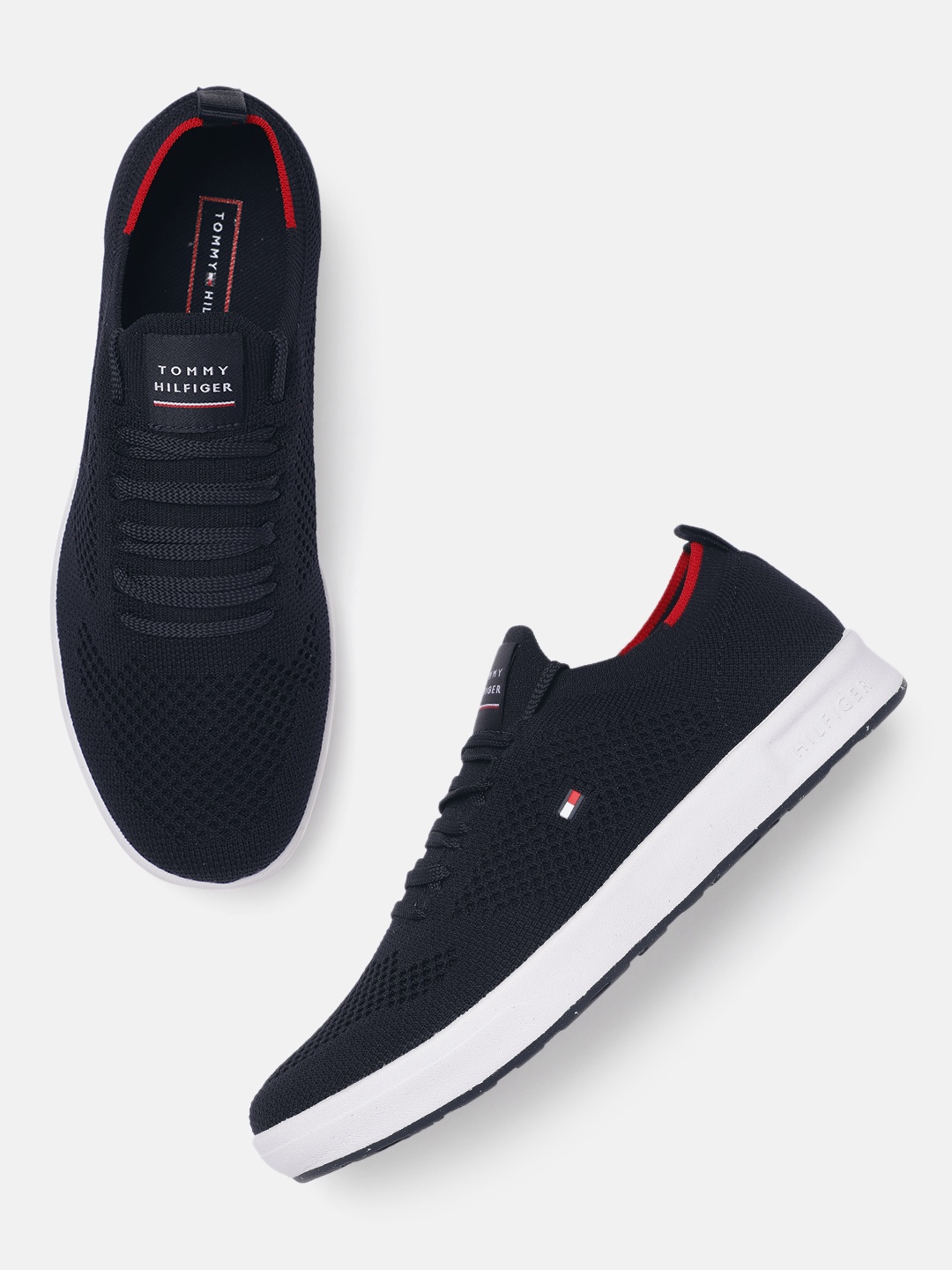 

Tommy Hilfiger Men Navy Blue Woven Design Sneakers