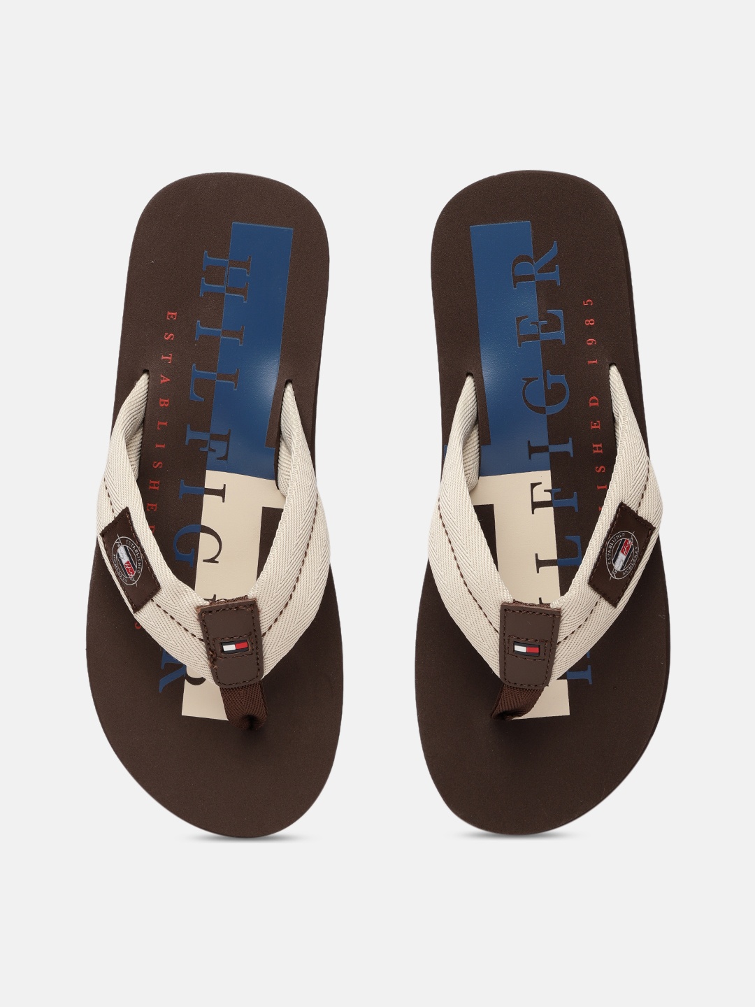 

Tommy Hilfiger Men Off White & Brown Printed Thong Flip-Flops