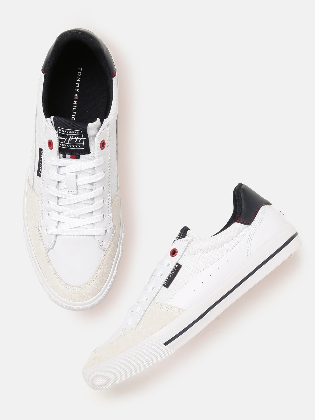 

Tommy Hilfiger Men White Leather Sneakers