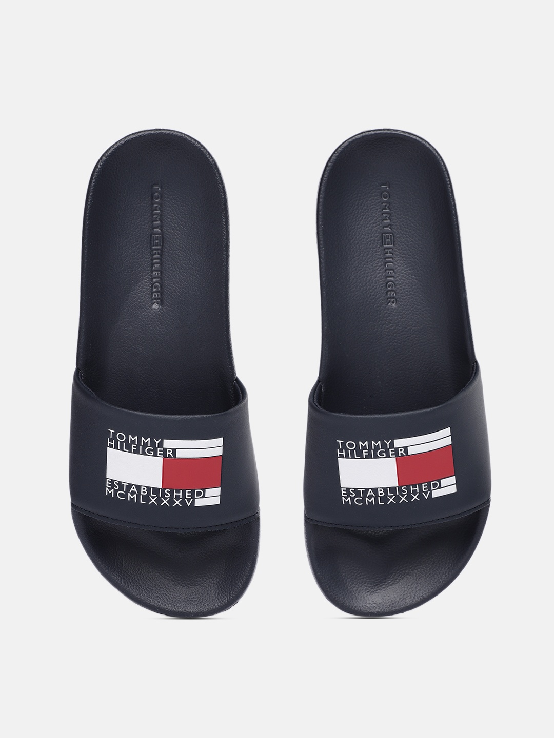 

Tommy Hilfiger Men Navy Blue Printed Sliders