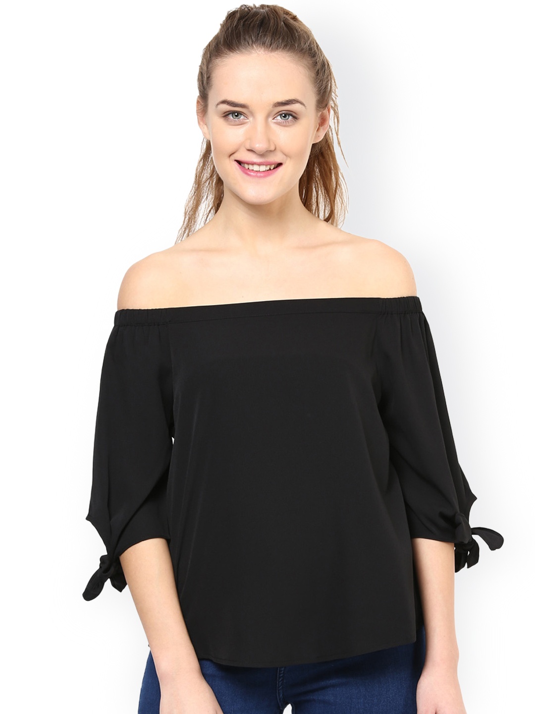 

Harpa Women Black Off-Shoulder Top