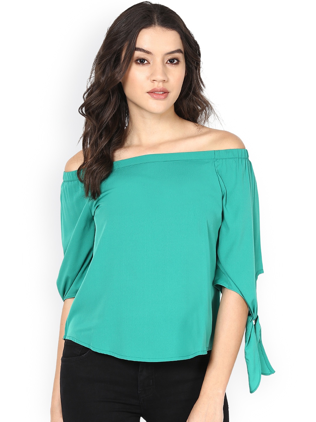 

Harpa Women Green Off-Shoulder Top