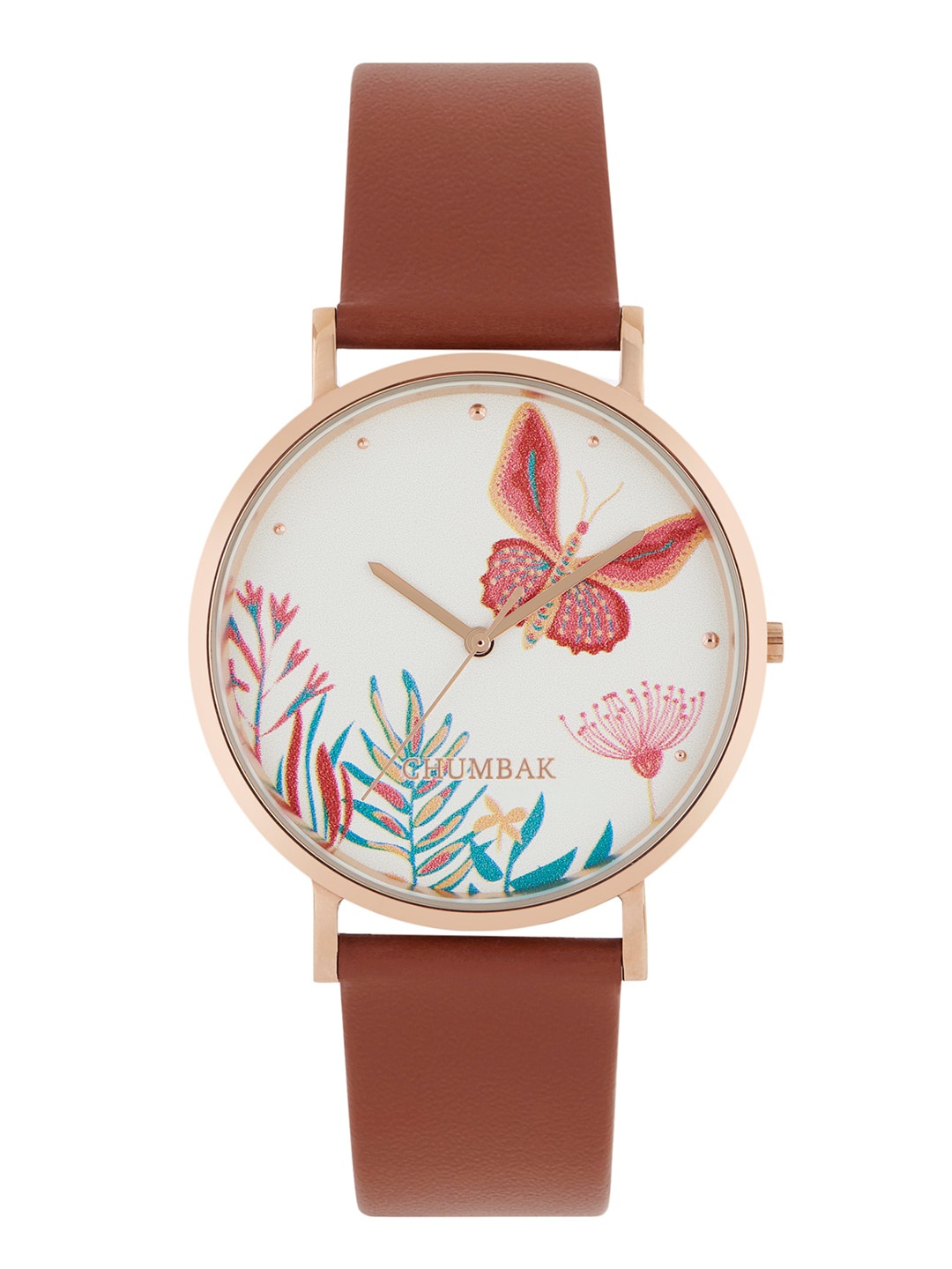 

TEAL BY CHUMBAK Women White Printed Dial & Brown Leather Strap Analogue Watch 8907605106040