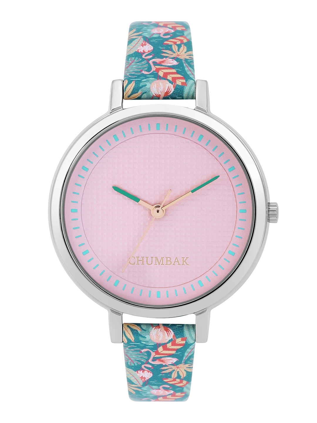 

TEAL BY CHUMBAK Women Pink Printed Dial & Blue Leather Strap Analogue Watch 8907605105920