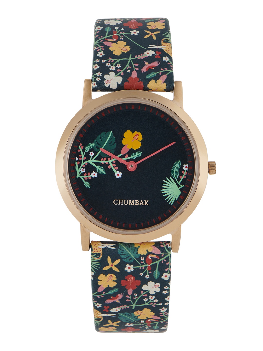 

TEAL BY CHUMBAK Women Black Printed Dial & Multicoloured Leather Straps Analogue Watch 8907605105906, Multi