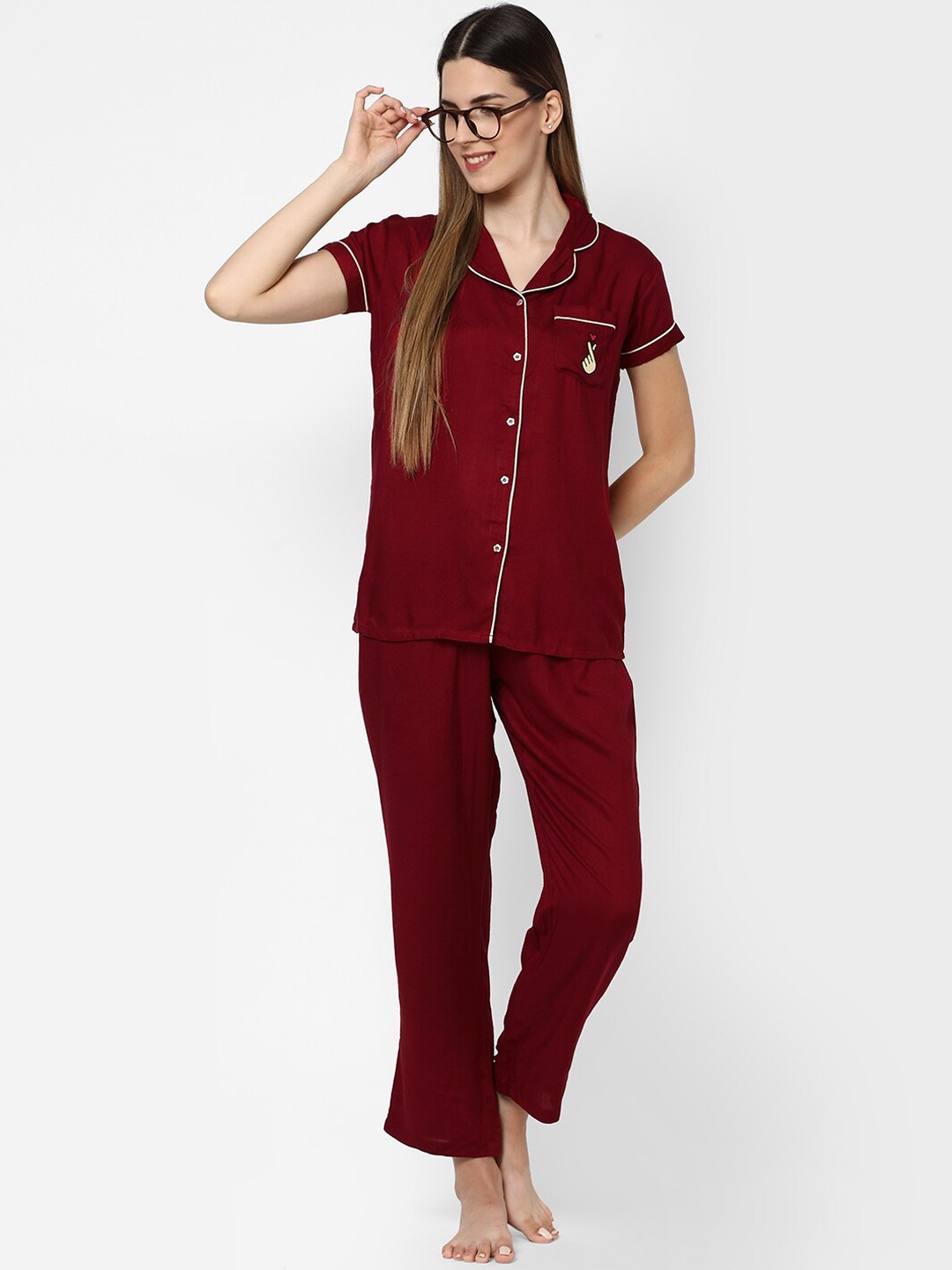 

evolove Women Maroon Night Suit