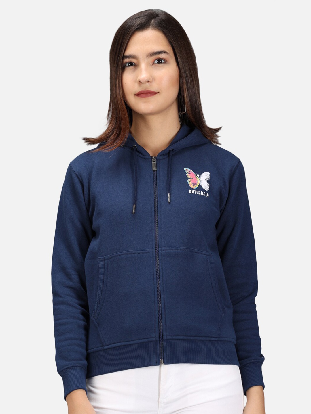 

ANTI CULTURE Women Blue Hooded Sweatshirt