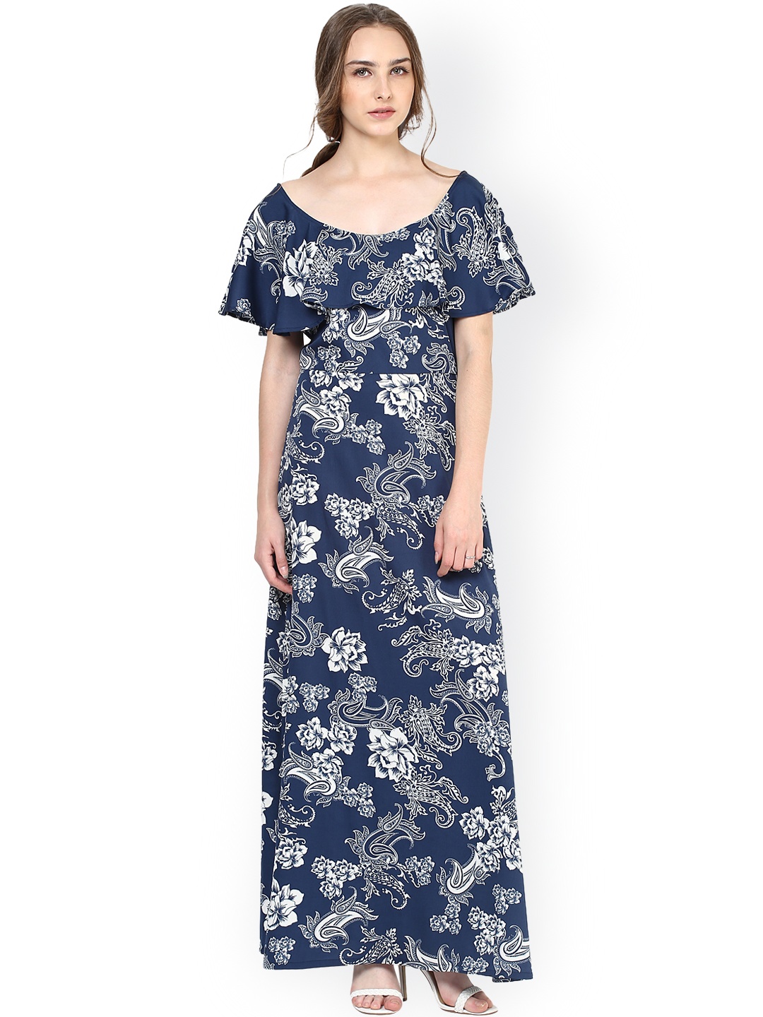 

Harpa Navy Printed Crepe Maxi Dress, Navy blue