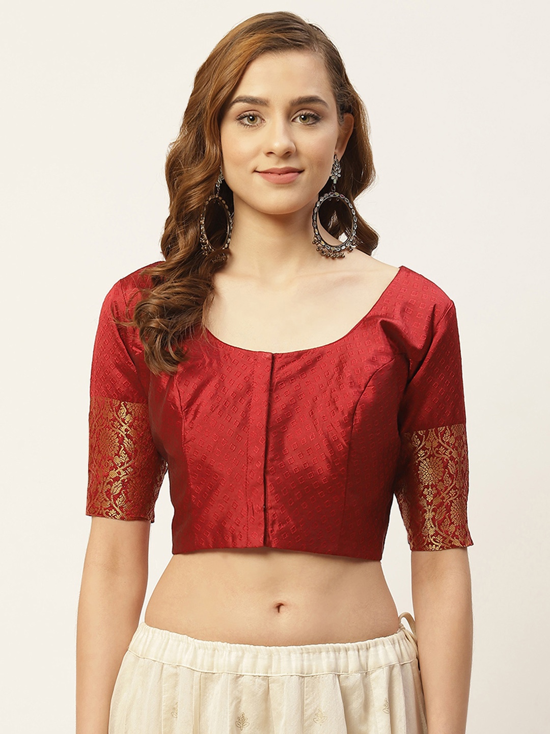 

Studio Shringaar Women Maroon Woven Design Saree Blouse