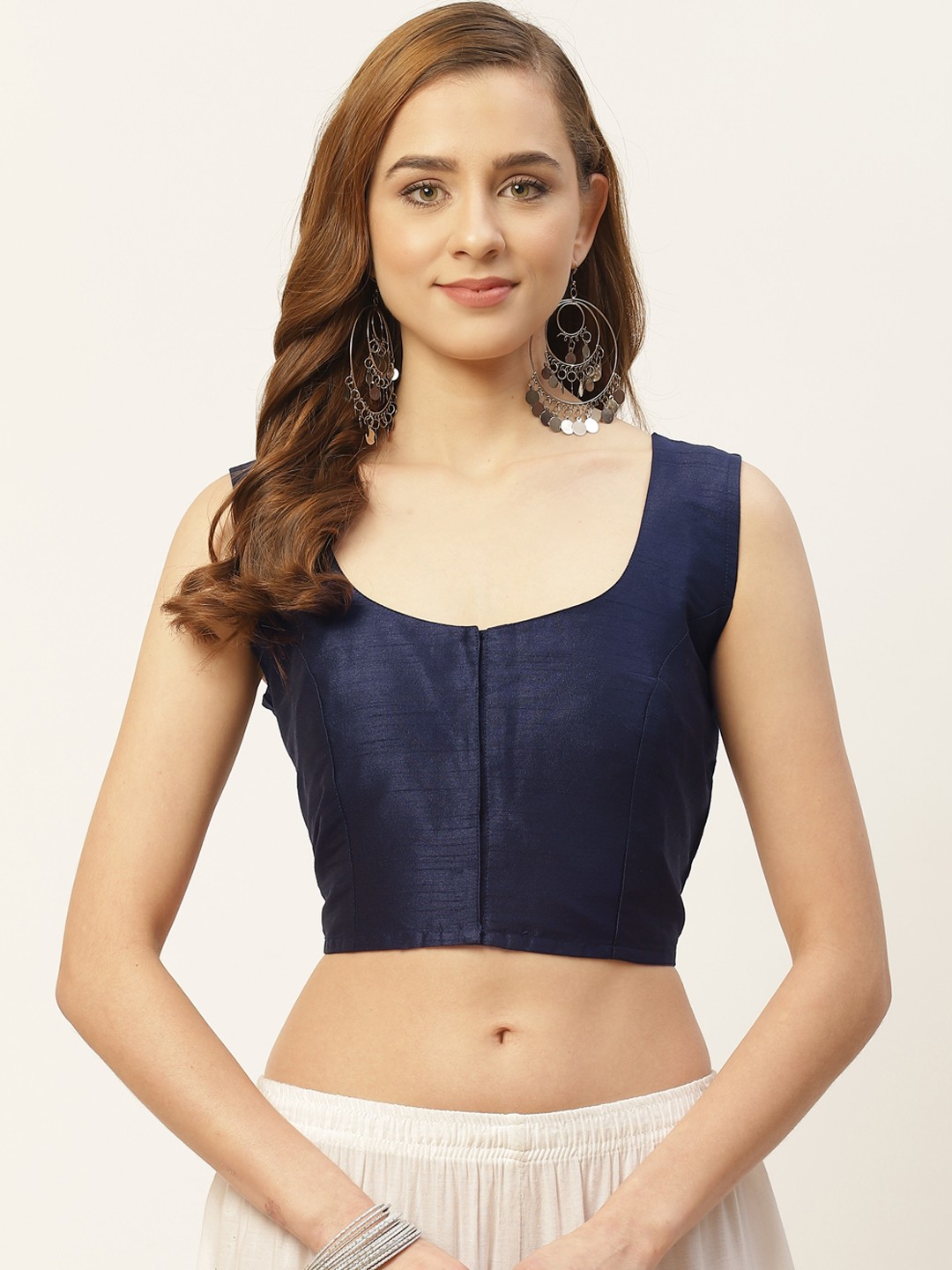 

Studio Shringaar Navy Solid Saree Blouse, Navy blue