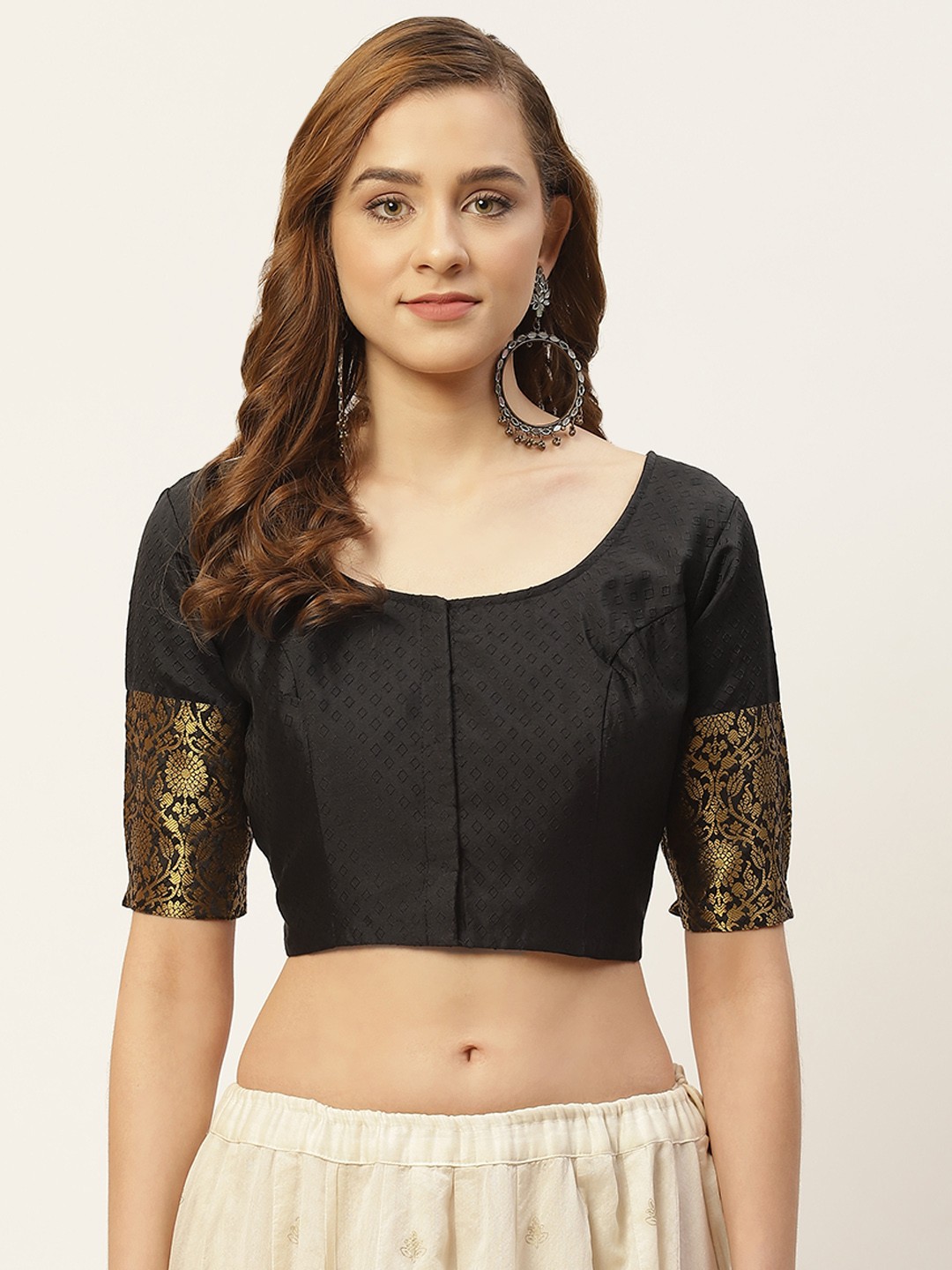 

Studio Shringaar Women Black Woven Design Saree Blouse