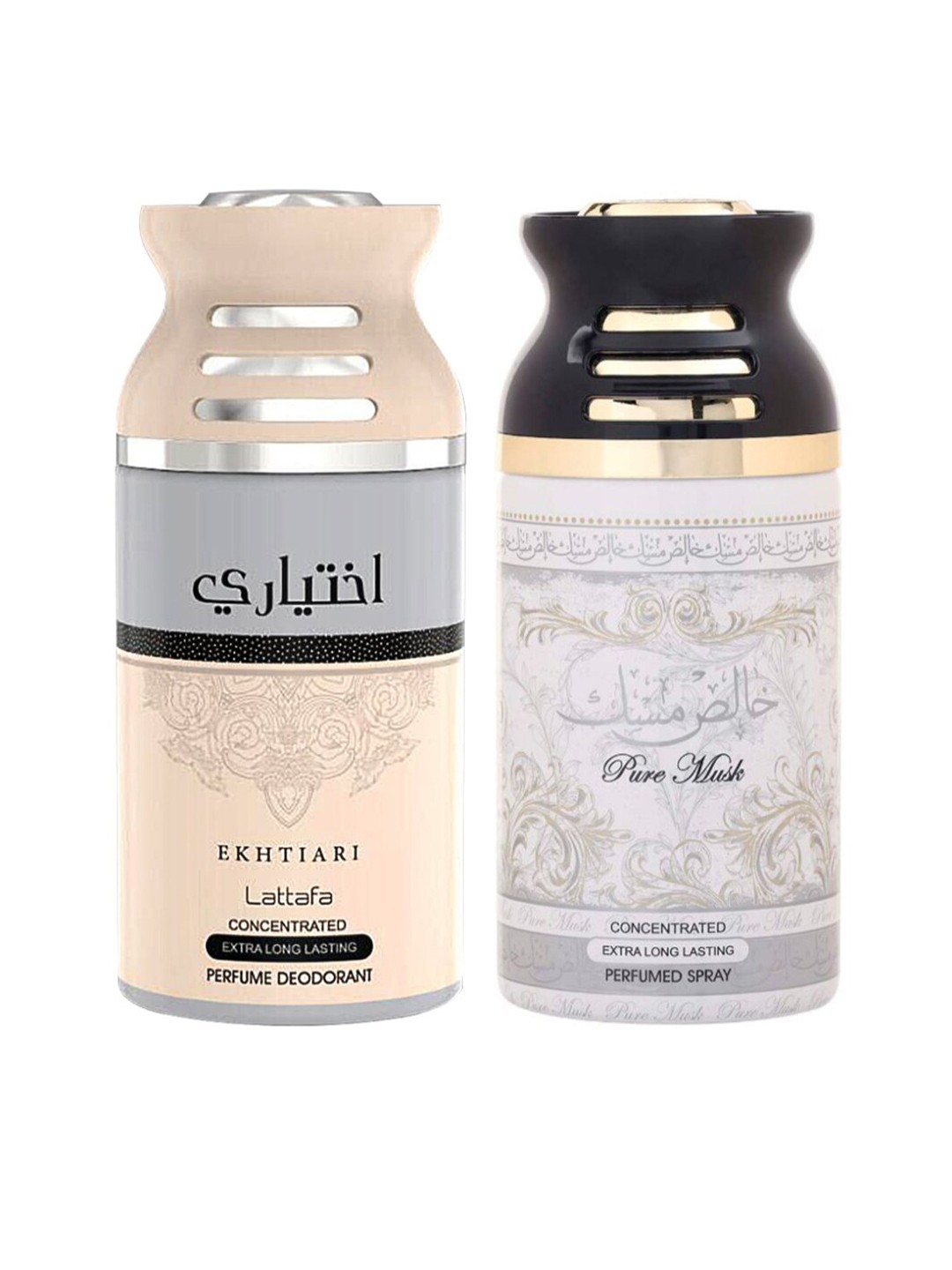 

Lattafa Set Of 2 Ekhtiari & Pure Musk Perfumed Deodorant Body Spray 250ml, Peach