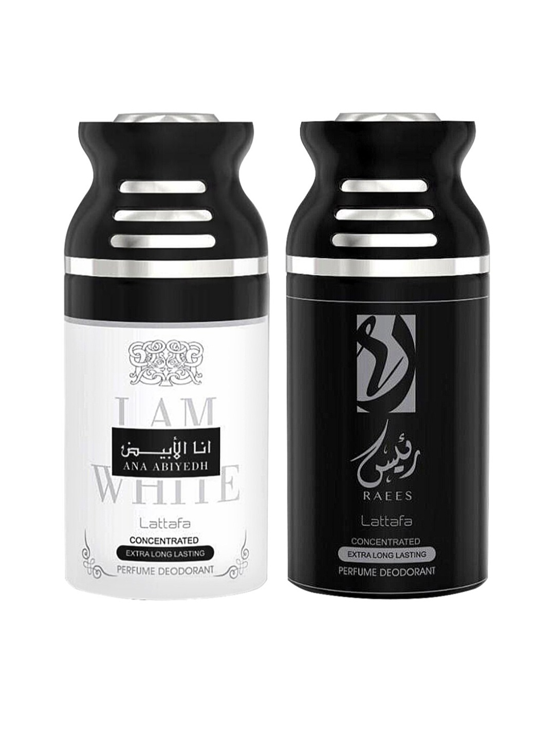 

Lattafa Pack of 2 Ana Abhiyedh I am White & Raees Perfumed Deodorant BodySpray-500ml