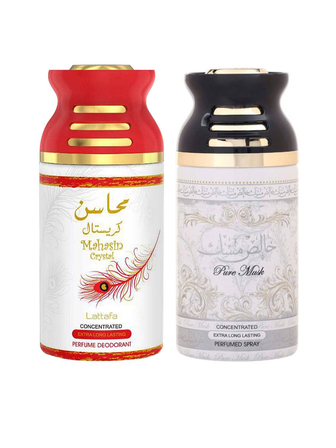 

Lattafa Pack of 2 Mahasin Crystal & Pure Musk Perfumed Deodorant, White