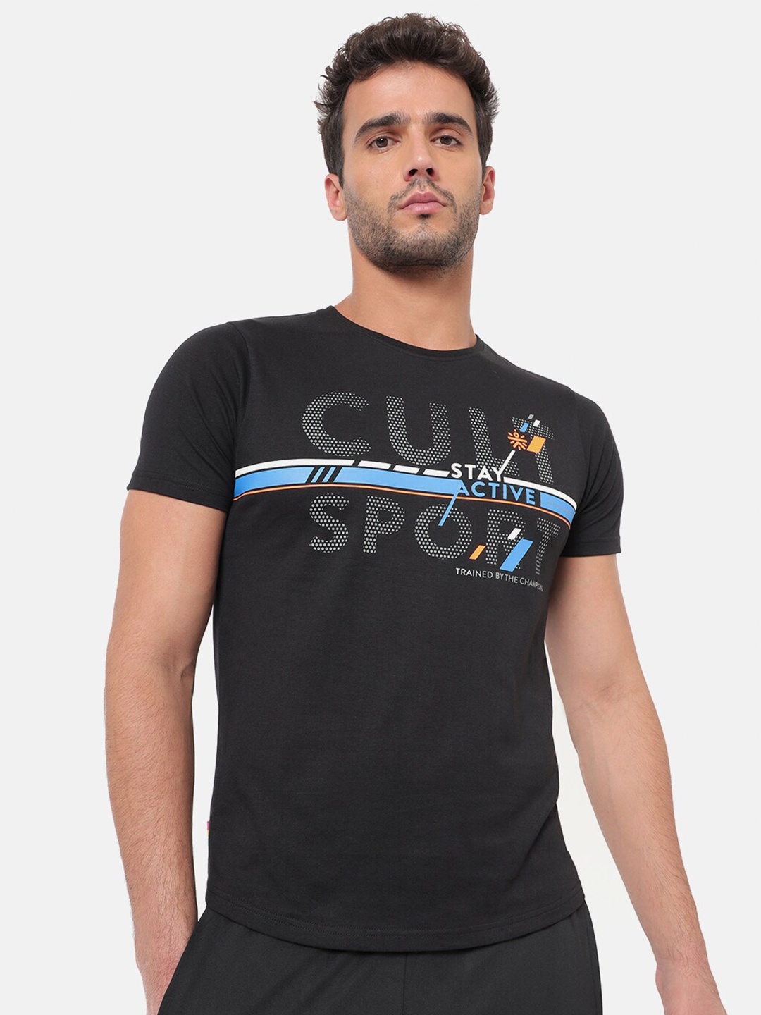 

Cultsport Men Black Vitals Lifestyle Pure Cotton T-Shirt