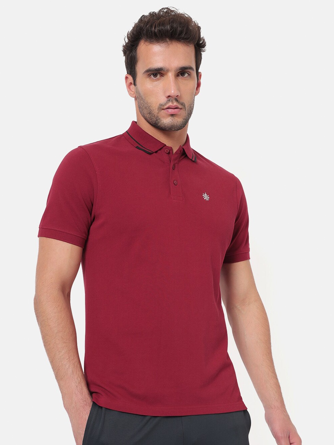 

Cultsport Men Maroon Vitals Lifestyle Polo T-Shirt