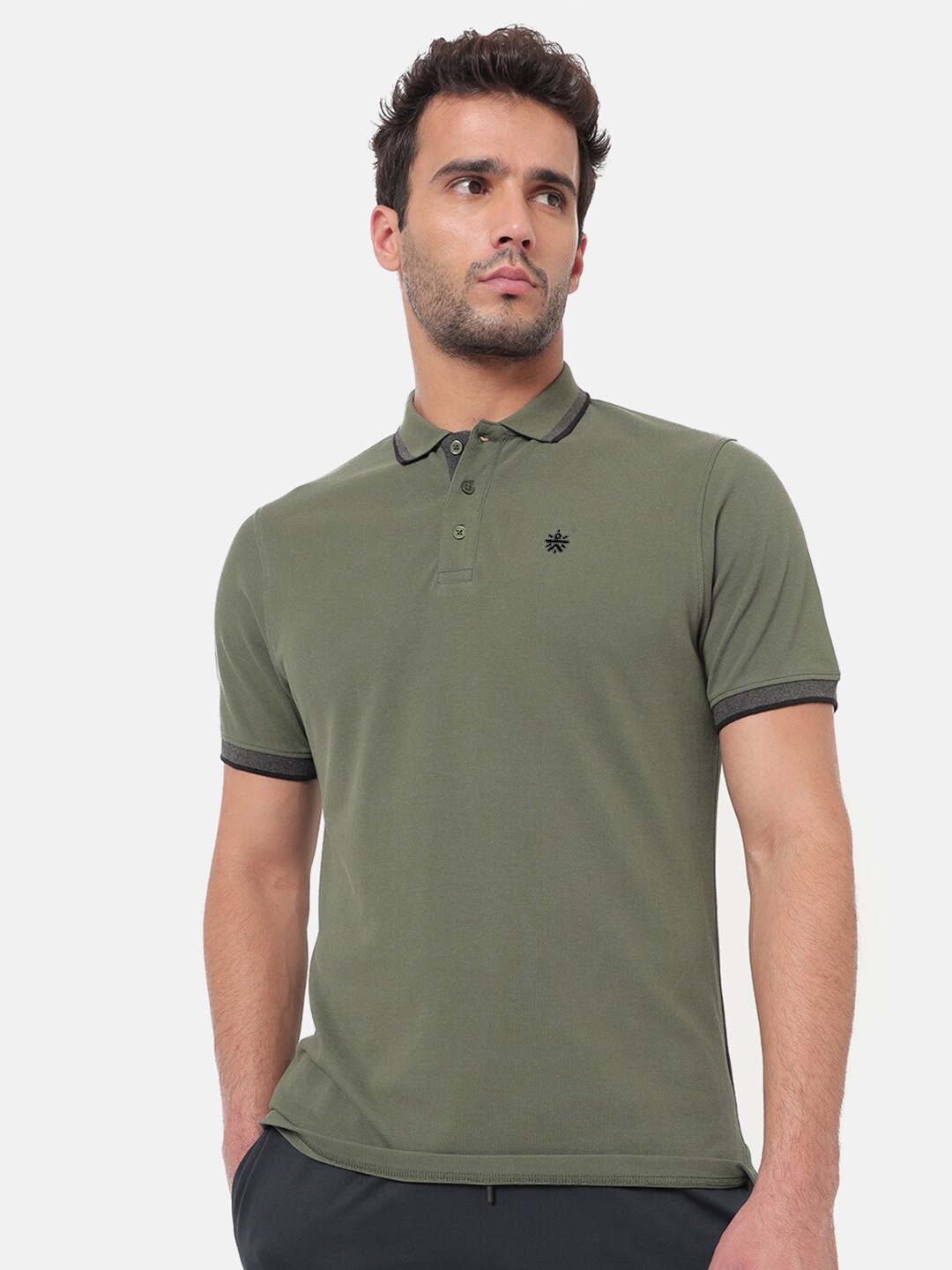 

Cultsport Men Olive Green Vitals Lifestyle Polo T-Shirt