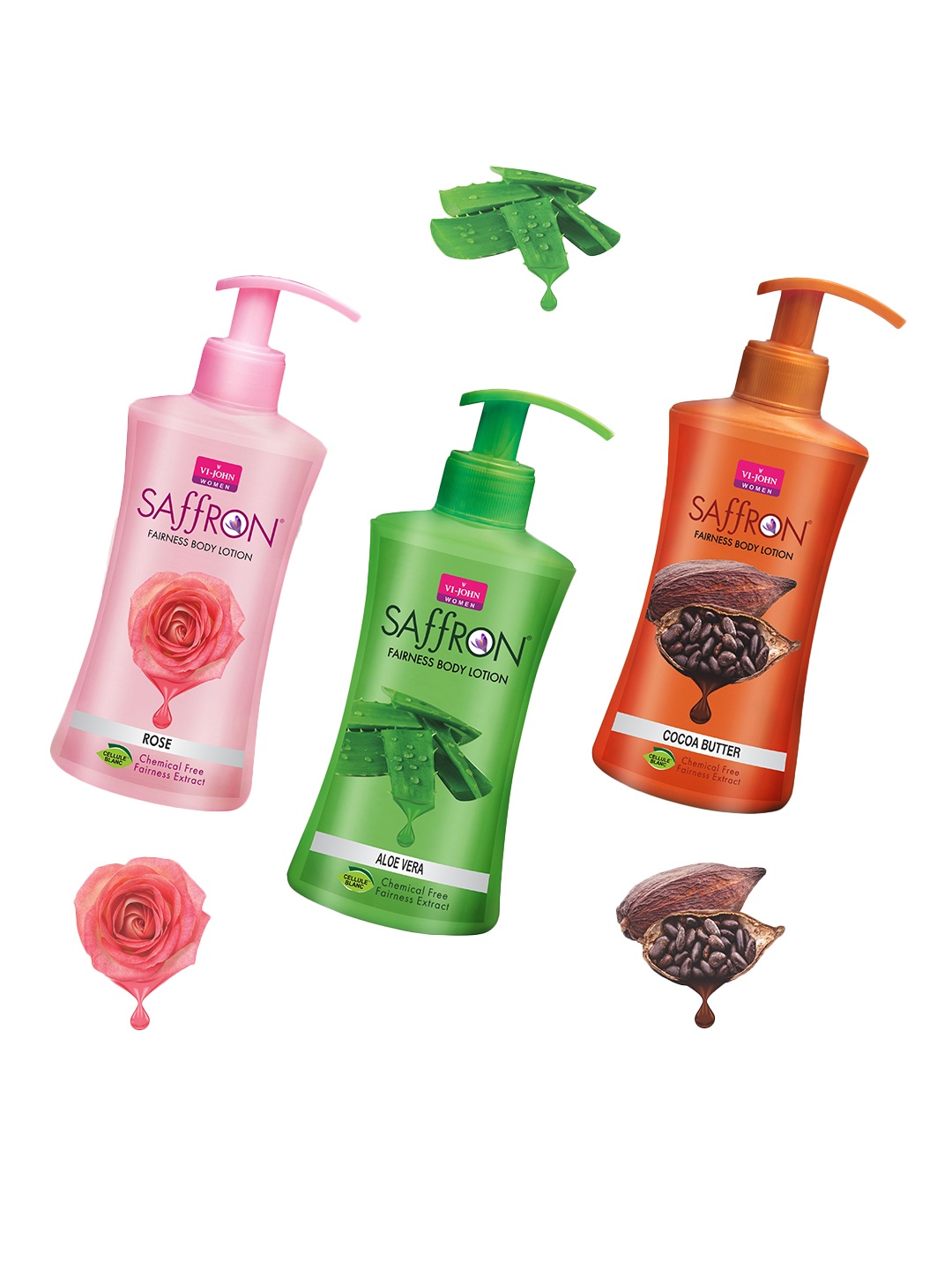 

VI-JOHN Set of 3 Rose Aloe Vera & Cocoa Butter Body Lotion 250 ml each, Multi