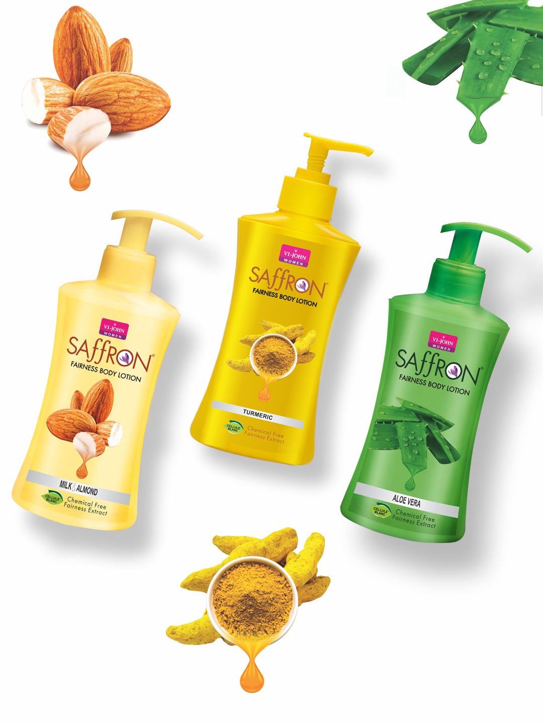 

VI-JOHN Combo of 3 Rose, Turmeric & Red Apple Body Lotion, Multi