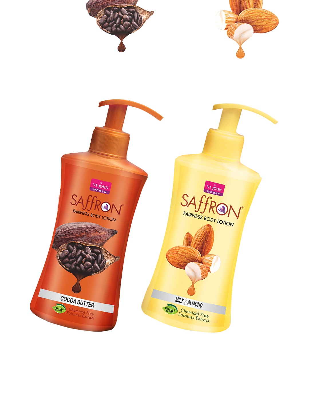 

VI-JOHN Women Brown & Yellow Pack Of 2 Cocoa Butter & Milk Almond Body Lotion