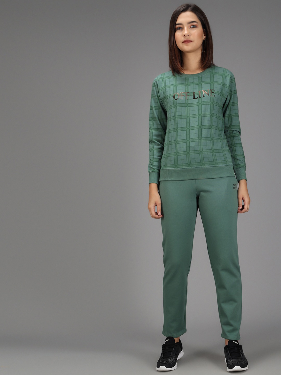 

ANTI CULTURE Women Teal Green Cotton Tracksuit