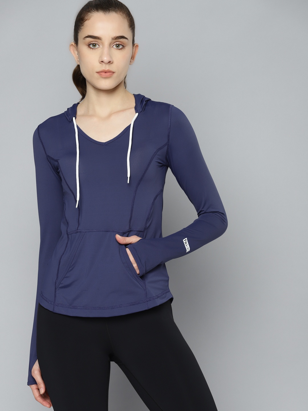 

Fitkin Women Navy Blue Training or Gym T-shirt