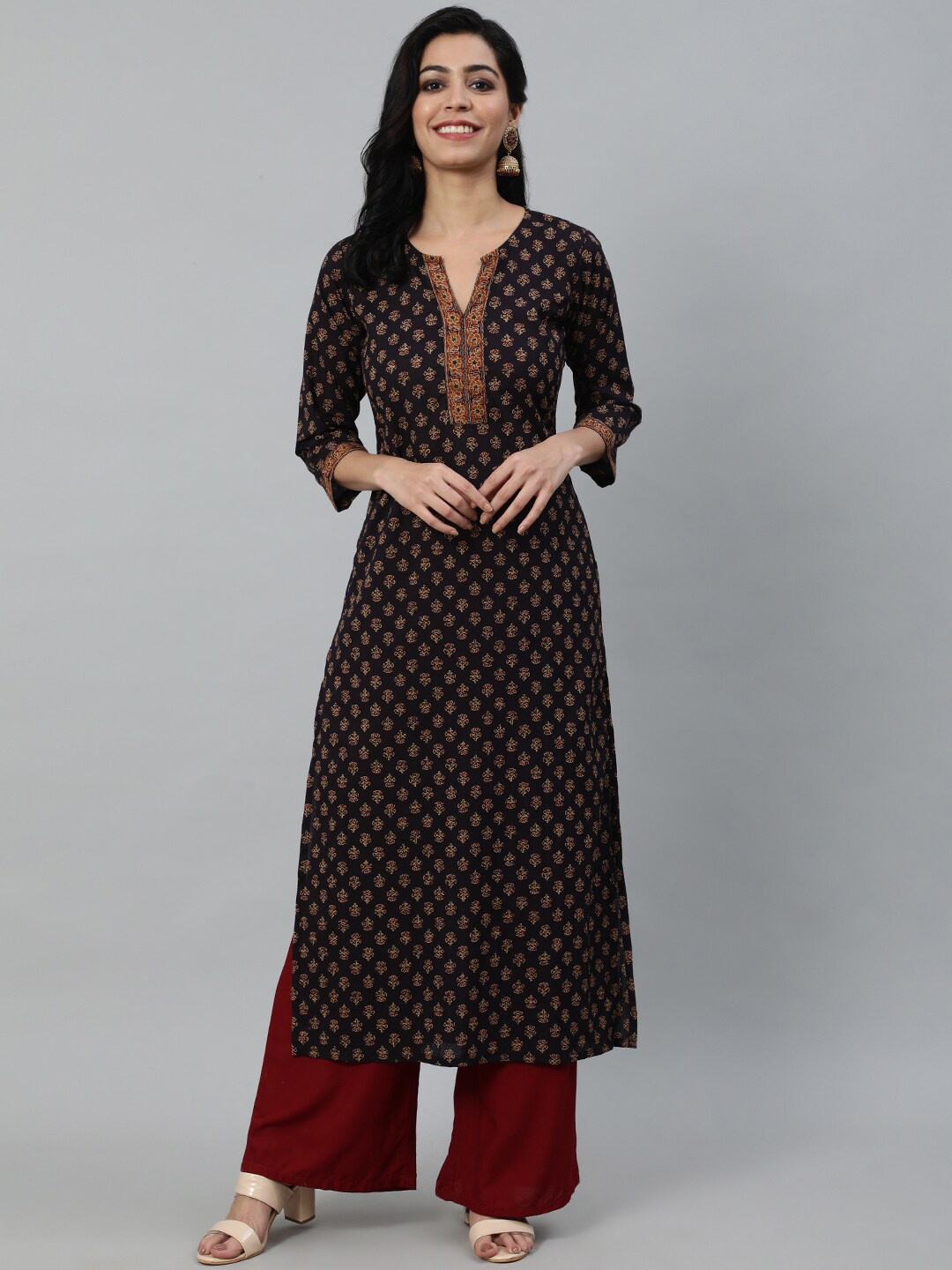 

Nayo Women Purple Ethnic Motifs Printed Cotton Kurta