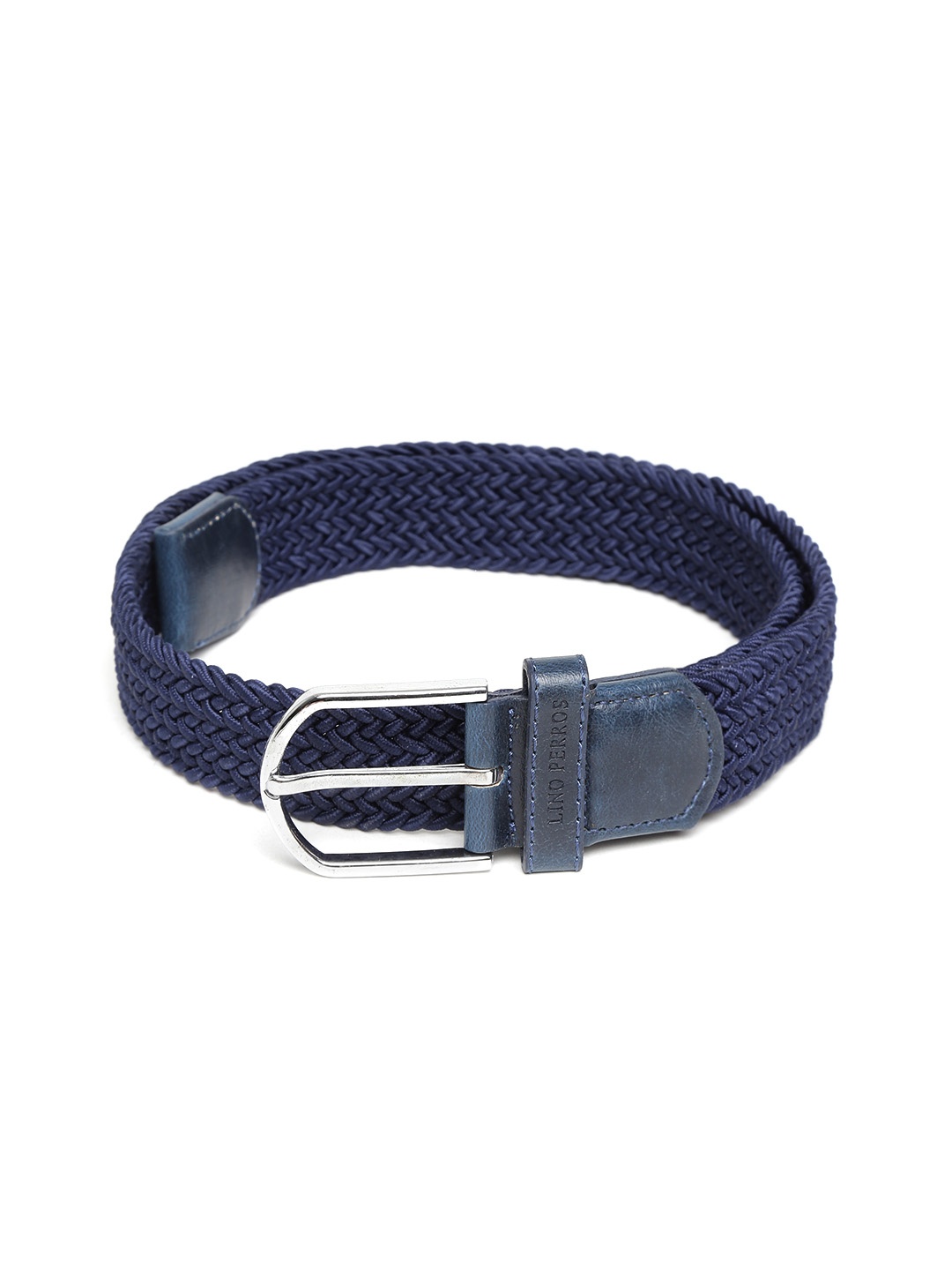 

Lino Perros Men Navy Basketweave Belt, Navy blue