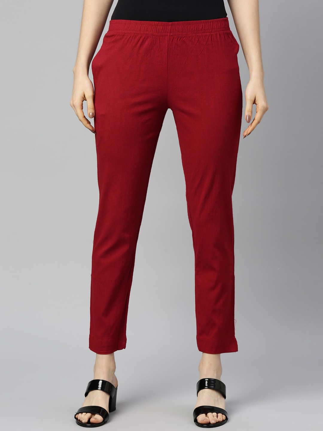 

GOLDSTROMS Women Maroon Cigarette Trousers