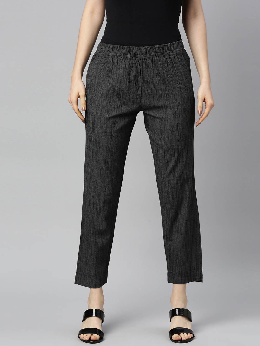 

GOLDSTROMS Women Charcoal Cigarette Trousers