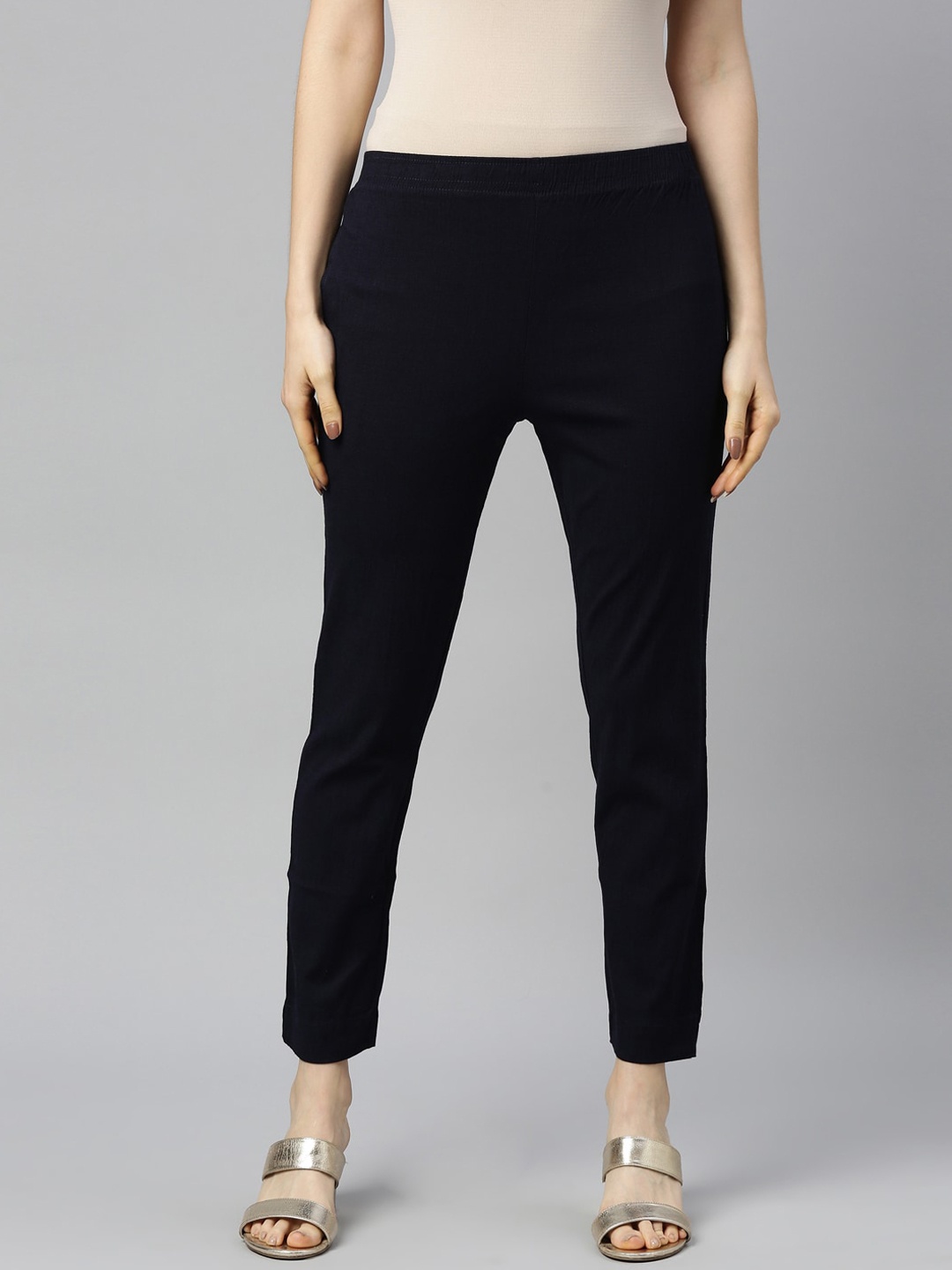 

GOLDSTROMS Women Navy Blue Cigarette Trousers