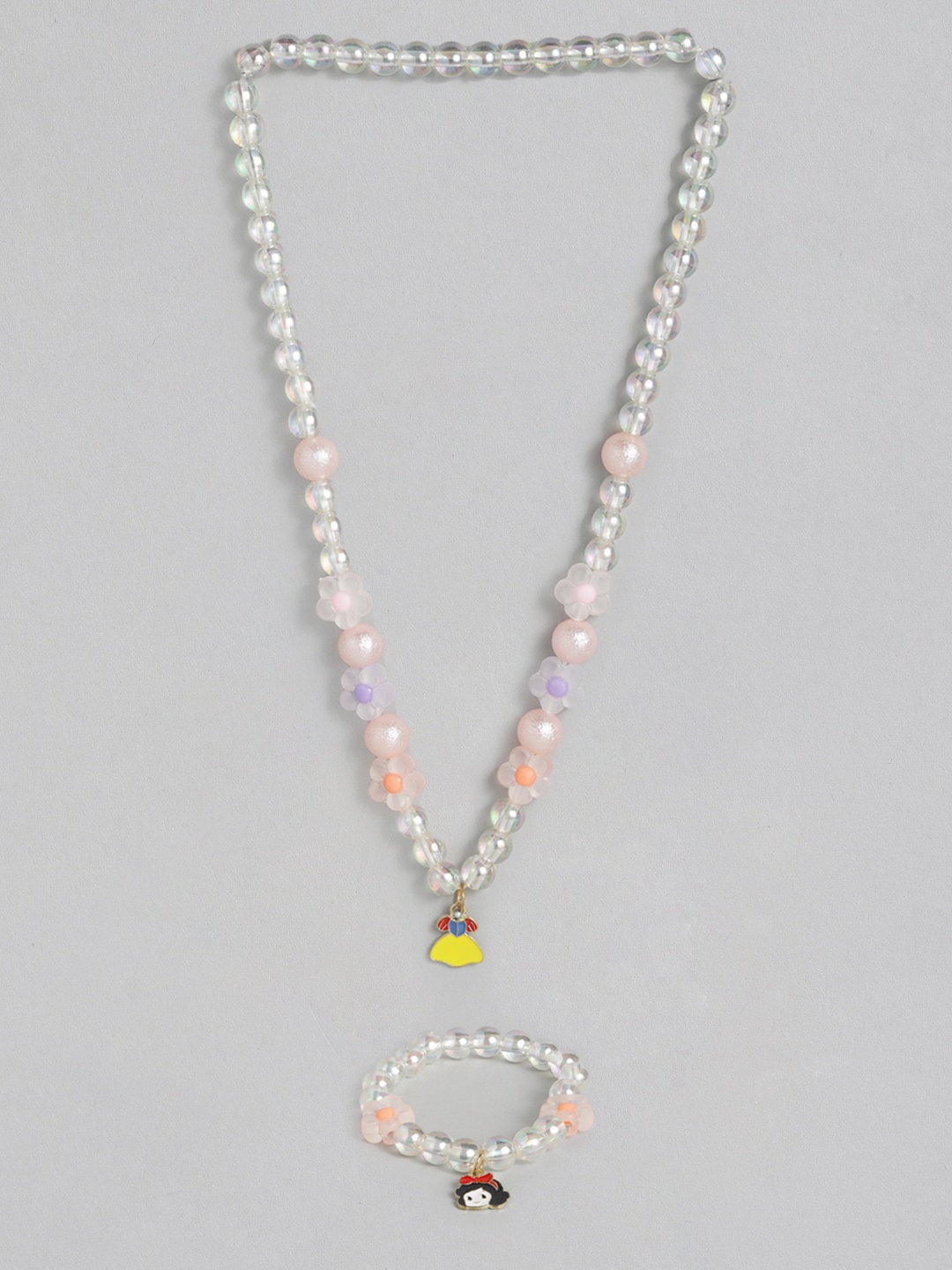 

EL REGALO Girls White Pink Beaded Jewellery Set