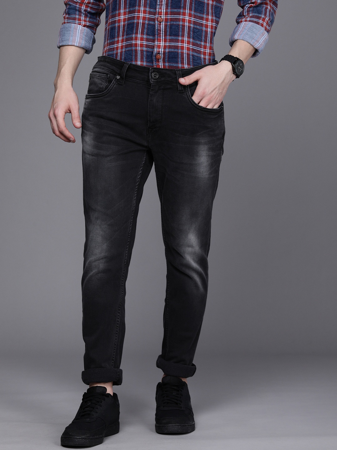 

Men's Light Black Track Skinny Jeans