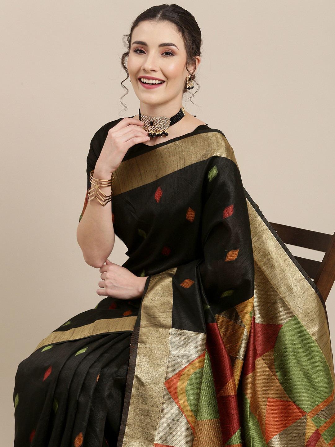 

Saree mall Grey Floral Silk Cotton Banarasi Saree