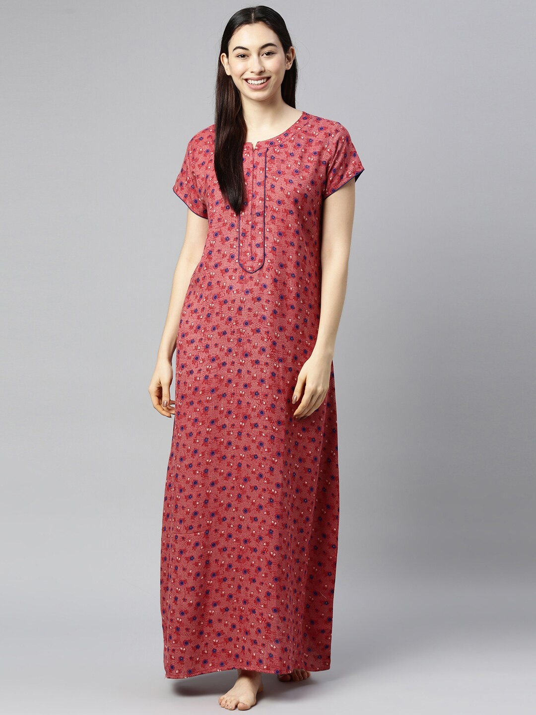 

GOLDSTROMS Red Printed Alpine Cotton Maxi Nightdress