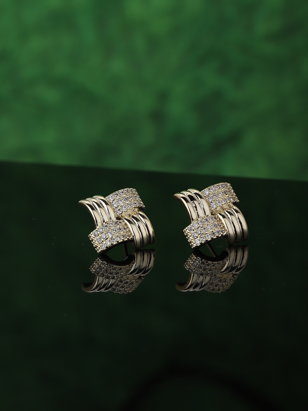 

Carlton London Gold-Plated Handcrafted Contemporary Studs Earrings