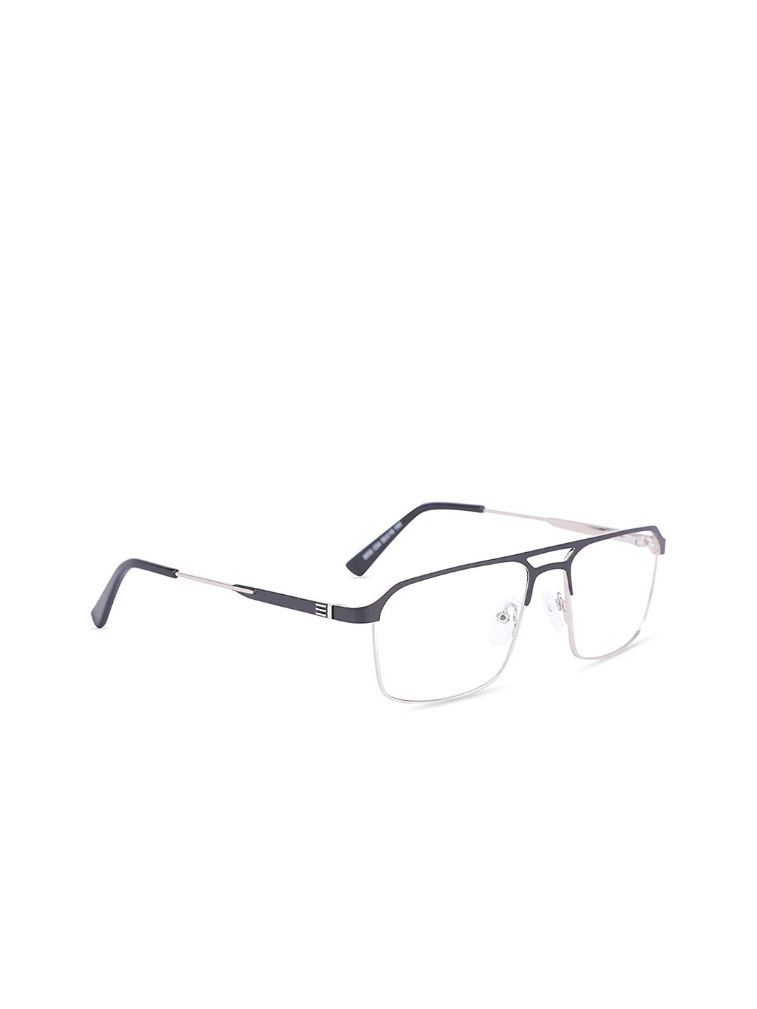 

MARC LOUIS Men Black & Transparent Full Rim Rectangle Frames 8005-C4