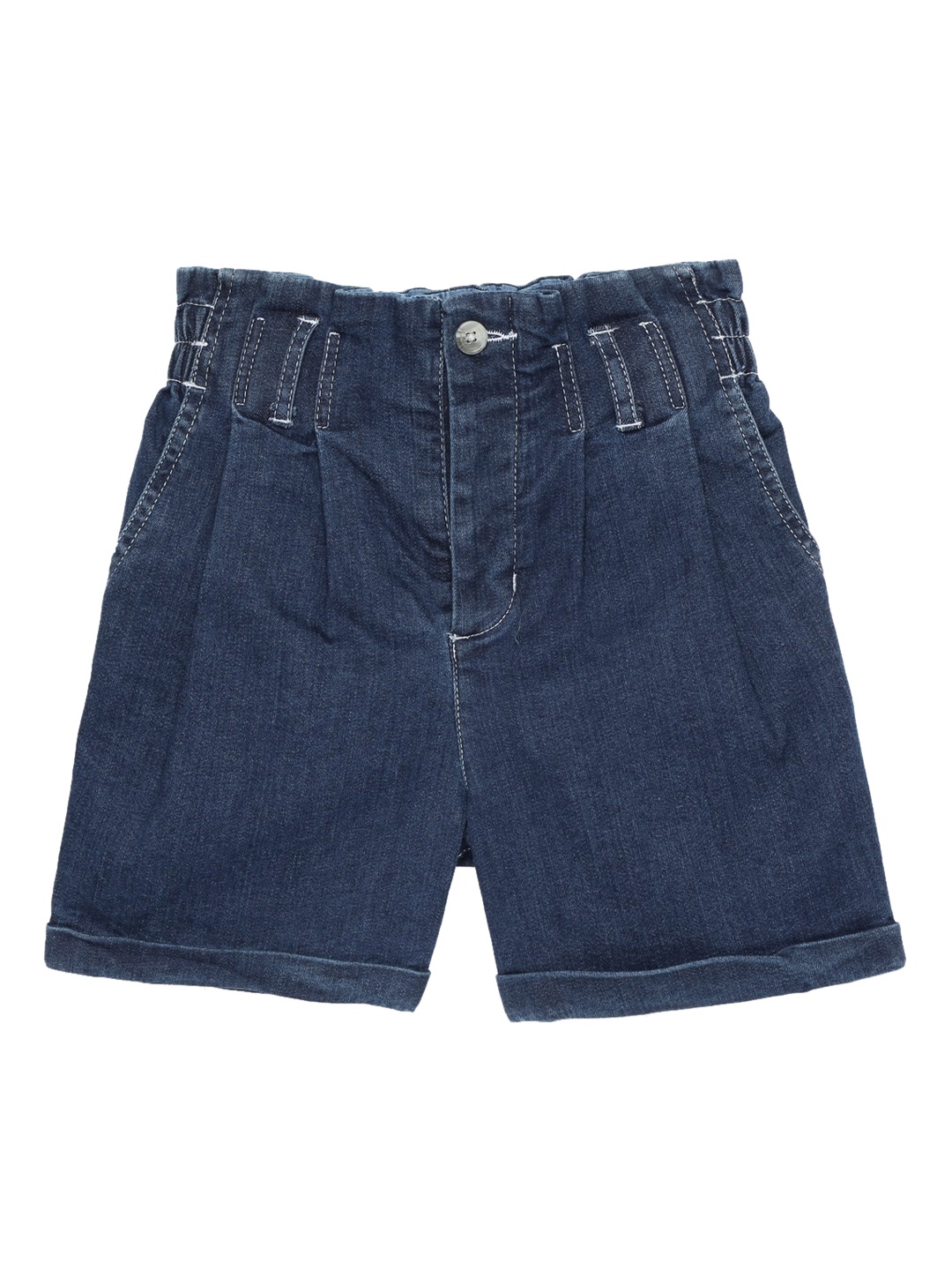 

UNDER FOURTEEN ONLY Girls Navy Blue Skinny Fit Denim Shorts