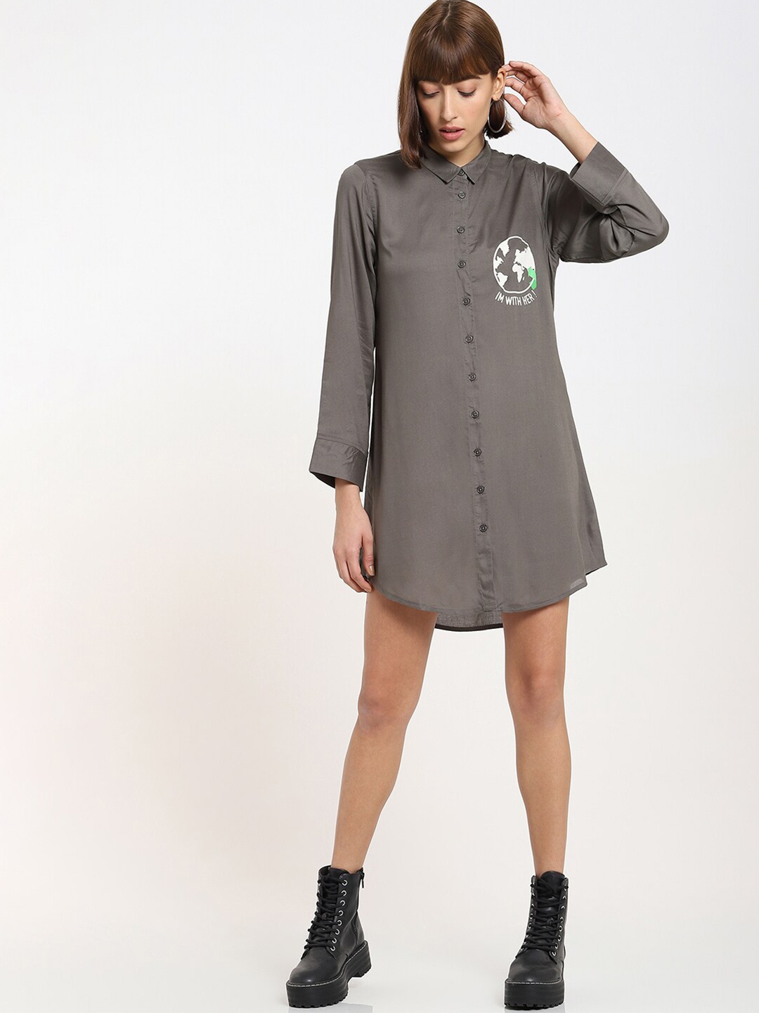 

Bewakoof Green Shirt Dress
