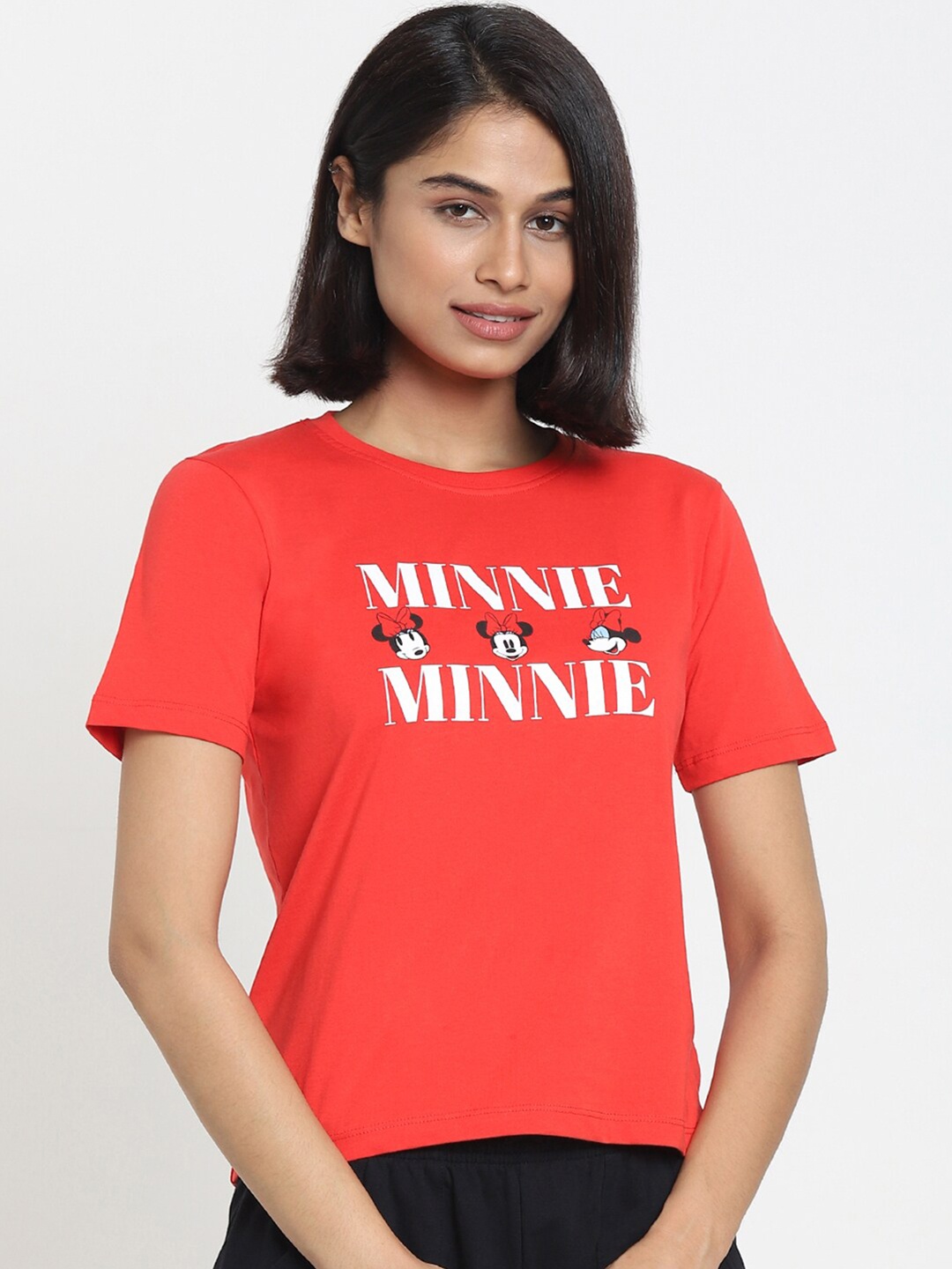 

Bewakoof Women Red Typography Printed Applique T-shirt